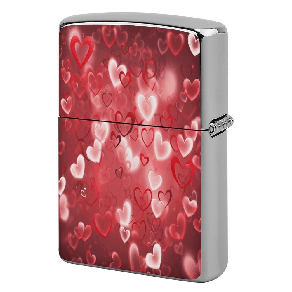 Lighter Cases, Love Heart Print Metal Lighter Case Reusable Lighter Sleeve