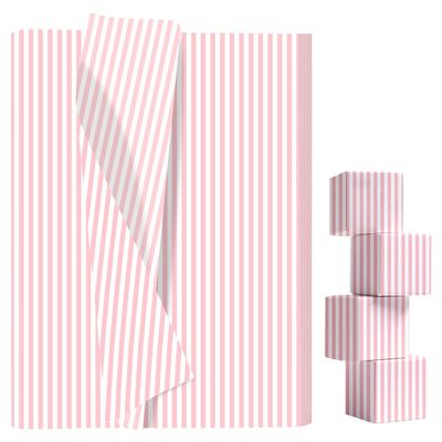 AVXINSOK 100 Sheets Light Pink Striped Tissue Paper 14 x 20 Inches Baby Pink and White Striped Gift Wrapping Tissue Paper for Gift Bags Wedding Birthday Party Packaging Crafts
