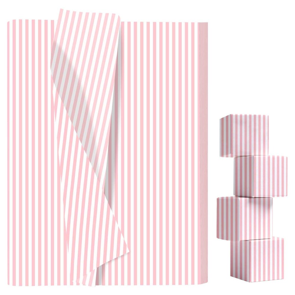 AVXINSOK 100 Sheets Light Pink Striped Tissue Paper 14 x 20 Inches Baby Pink and White Striped Gift Wrapping Tissue Paper for Gift Bags Wedding Birthday Party Packaging Crafts