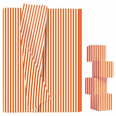 AVXINSOK 10 Sheets Orange Striped Tissue Paper 14 x 20 Inches Orange and White Striped Gift Wrapping Tissue Paper for Gift Bags Wedding Birthday Party Packaging Crafts