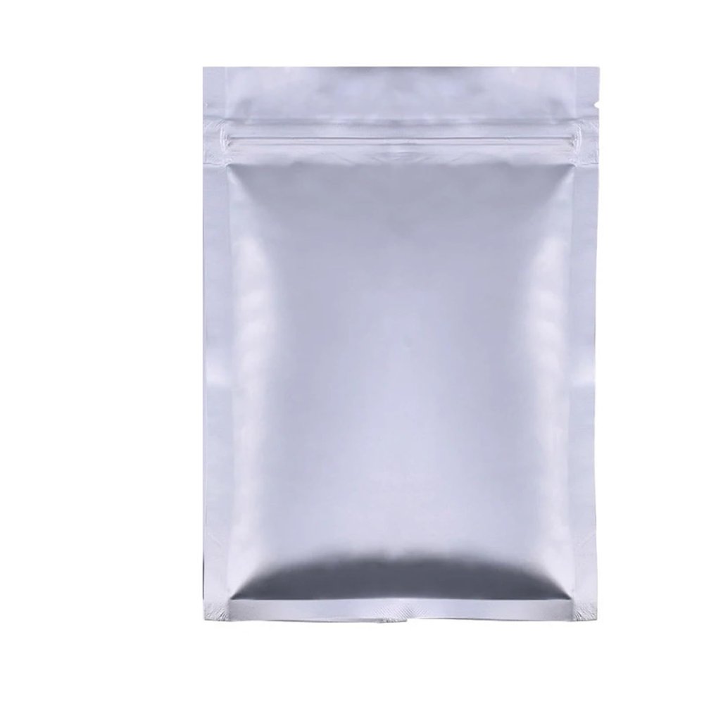 Flat Lock Bags 100pcs Flat Aluminum Foil Self Sealing Packing Bag Tear Notch Heavy-Duty Food Snack Zip Lock Storage Package Bags(8.5cmx14cm)