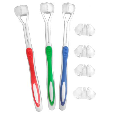 tomvorks 3 - Pack Childrens Autism Sensory Gum Care Toothbrush Set, Easy to Use and Maintain, Durable Material, Designed for Independence, with 4 Replaceable Brush Heads