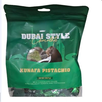 Dubai Style Chocholate Kunafa Pistachio - Luxury Rich Milk Chocolate, Individually Wrapped Fresh 32oz (32 oz, Dubai Style)
