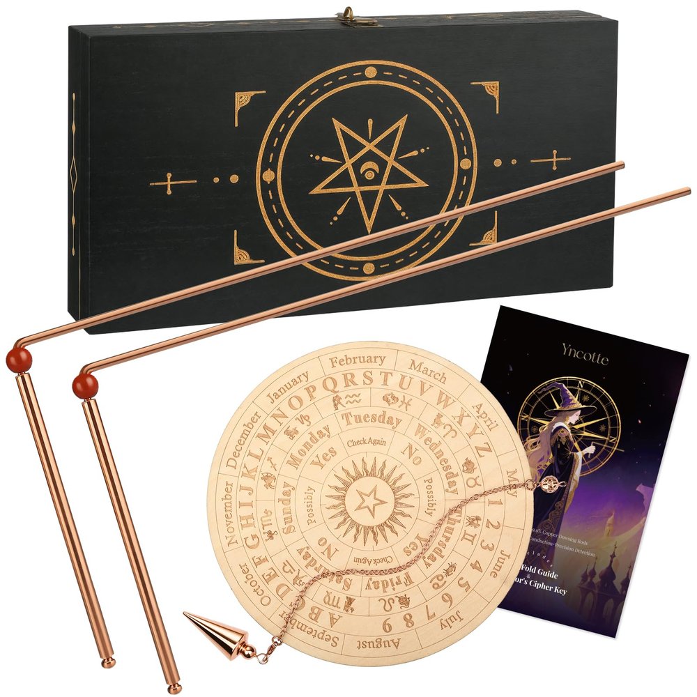 Yncotte 99.9% Copper Dowsing Rods - 2-Pack Divining Rods with Bag - Copper Bars Ghost Hunting Equipment & Witchcraft Divination Tools, Spirits, Detect Gold, Water, Dowsing Gifts Set
