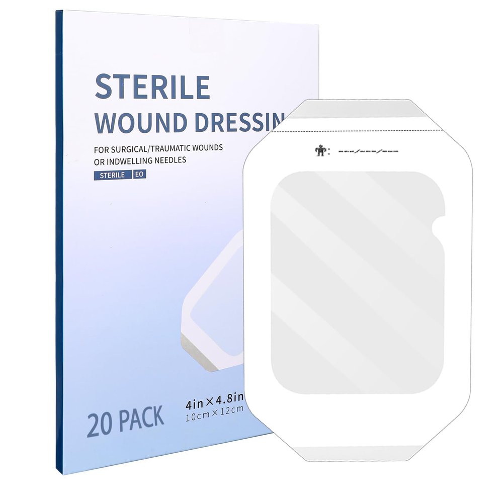 Transparent Film Dressing 4" x 5" Waterproof Wound Bandage Adhesive Patch for Post Surgical Shower IV Shield 20 Packs