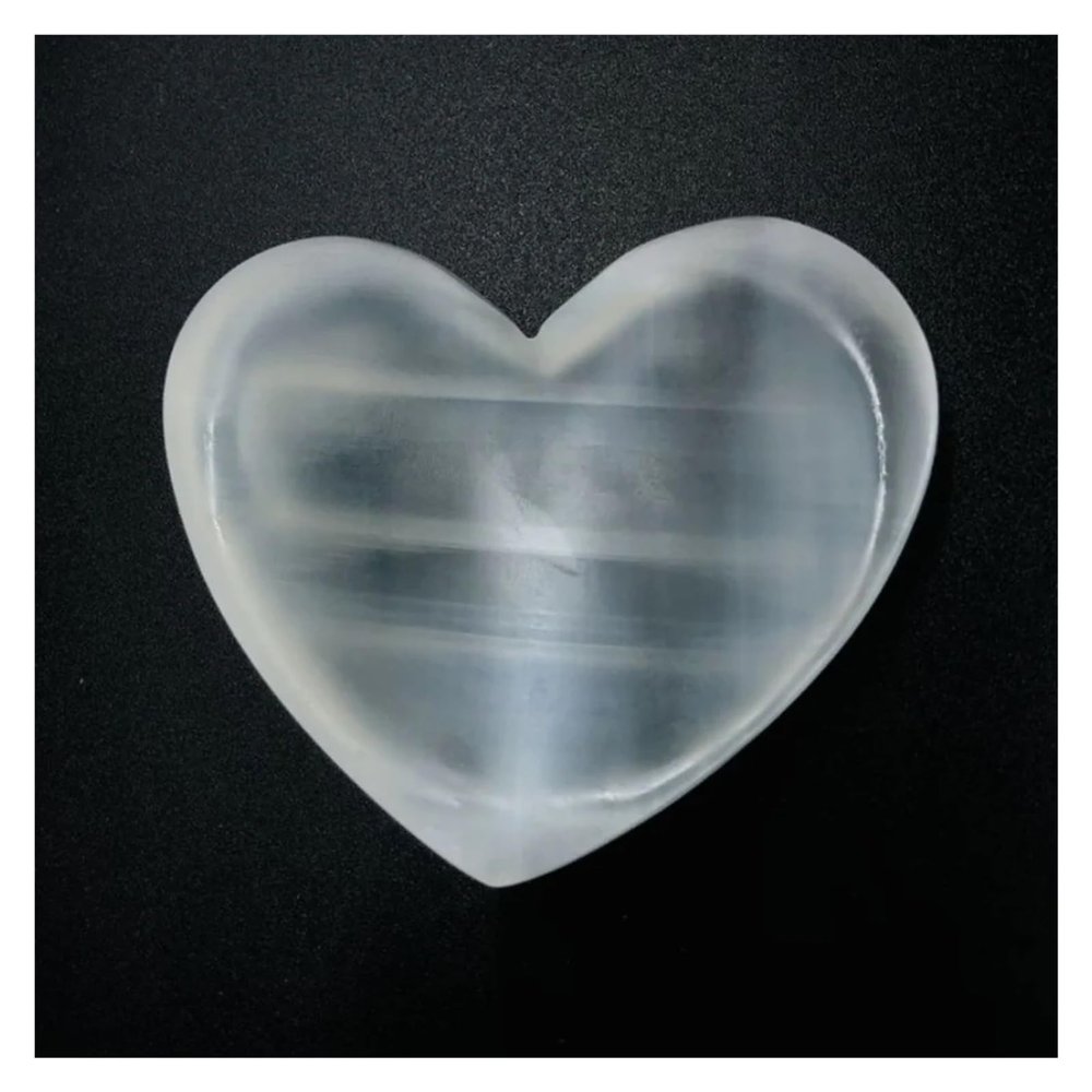 DIOBFZFY 1pc 120-150g Bowl White Gypsum Heart Moon Minerals Stone Seven Decor Crafts Ornaments Gem