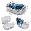 Blue Octopus Pill Box Square Metal Small Pill Case with 2 Compartment Portable Travel Pill Organizer for Vitamins, Medication, Fish Oil view 2