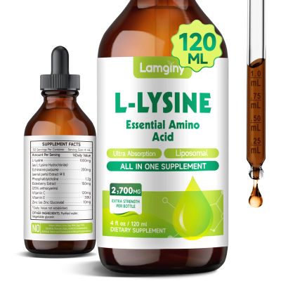 LAMGINY L-lysine 1000mg Supplement, Liposomal Lysine Liquid Drops for Adults, Essential Amino Acid - Immune Support, Skin & Lip Health, Collagen Synthesis, Vegan, Non-GMO & Gluten-Free, 4 fl oz
