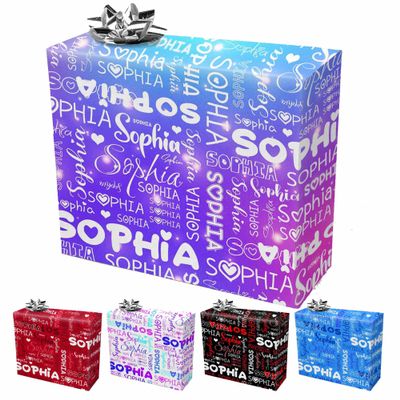 InterestPrint Personalized Name Gift Wrap Paper Gradient White Pattern Custom Wrapping Paper Roll Fashion Birthday-Gift for Boys Girls Kids Baby Shower Birthday Anniversary