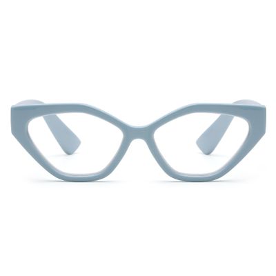 2SeeLife Oversized TR-90 Cat Eye Reading Glasses for Women Medium-Wide Fit, Sturdy Frame, Premium Geometric Readers, Pastel Blue, +0.50