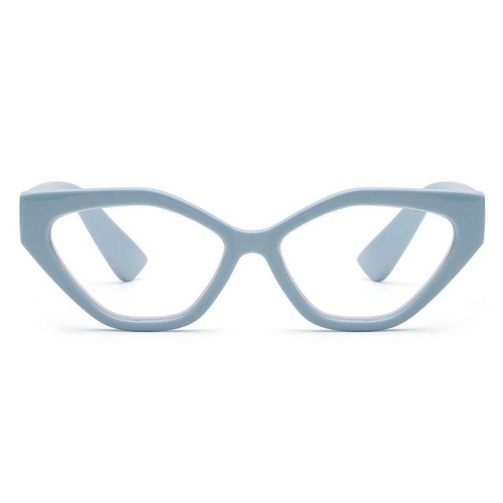 2SeeLife Oversized TR-90 Cat Eye Reading Glasses for Women Medium-Wide Fit, Sturdy Frame, Premium Geometric Readers, Pastel Blue, +0.50