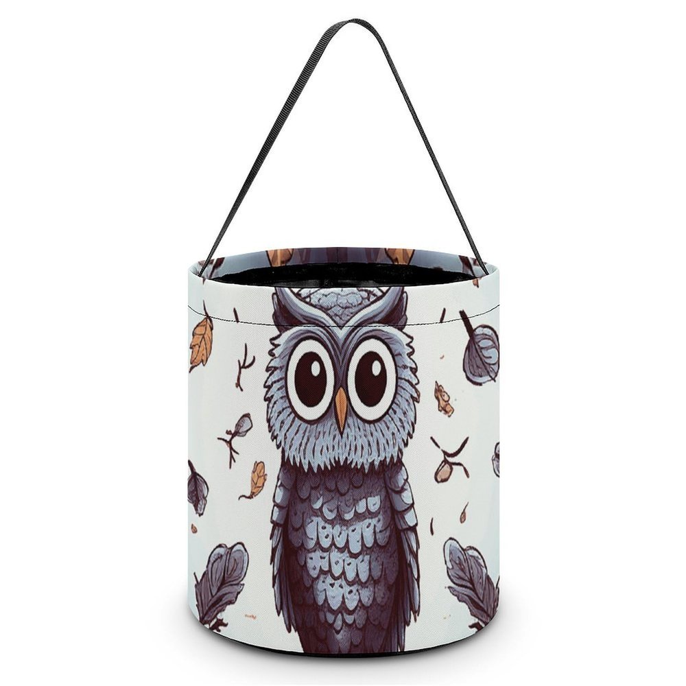 ERSTSNCK Owl Tree Branches Halloween Candy Buckets Reusable Tote Candy Bag - Trick Or Treat Goody Bag with Handles