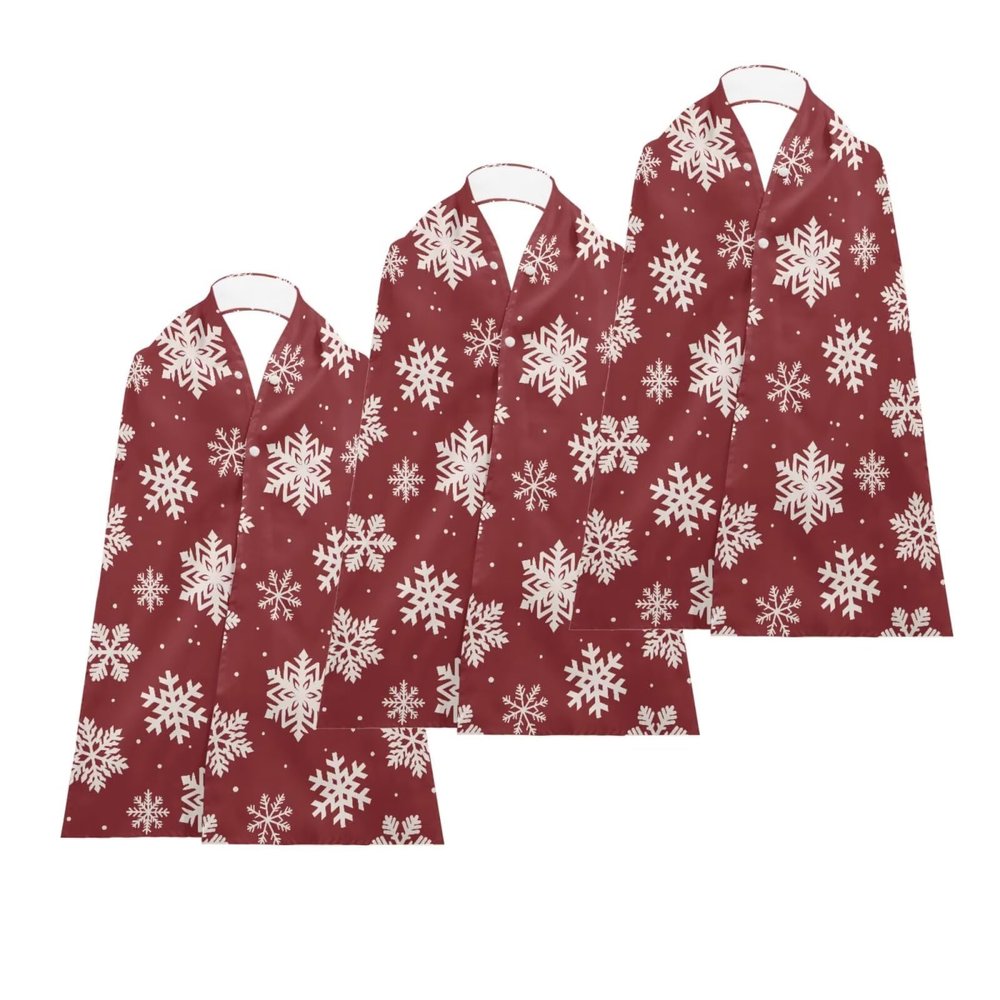 ZOUTAIRONG 3 Pcs Christmas Adult Bib Dining Scarf Red Snowflakes Adult Bibs Scarf for Women Men Washable and Reusable Food Clothing Protectors for Elderly