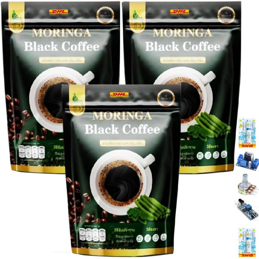 30 Sachets/Pack Intense Good Shape Moringa Black Coffee Instant Mix Powder Snack 3 in 1 Much Mellow Delicious (of 3) By Thaigiftshop [Get Free Tomato Facial Mask]