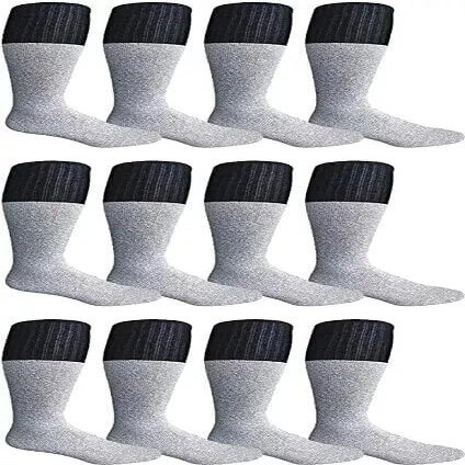 60 Pairs Diabetic Thermal Crew Socks, Loose Fit for Unrestrictive Comfort, Thick and Warm for Winter, Unisex Mid-Calf Hosiery Size 9-11 - Black