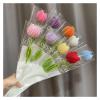 1PC Finished Knitted Flowers Tulip Carnation Sunflower Simulated Bouquet Mother's Day Valentine's Day Teacher's Day Gift(A-red) view 2