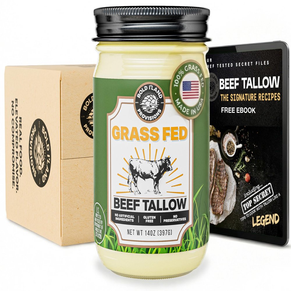 100% Pure Grass Fed Beef Tallow for Cooking Clean Non-Seed Oil Cooking Fat - Keto and Paleo Diet Friendly Perfect for Whole 30 Carnivore Diet Gluten Free Protein Snacks for Adults Made in the USA - 14 Ounces