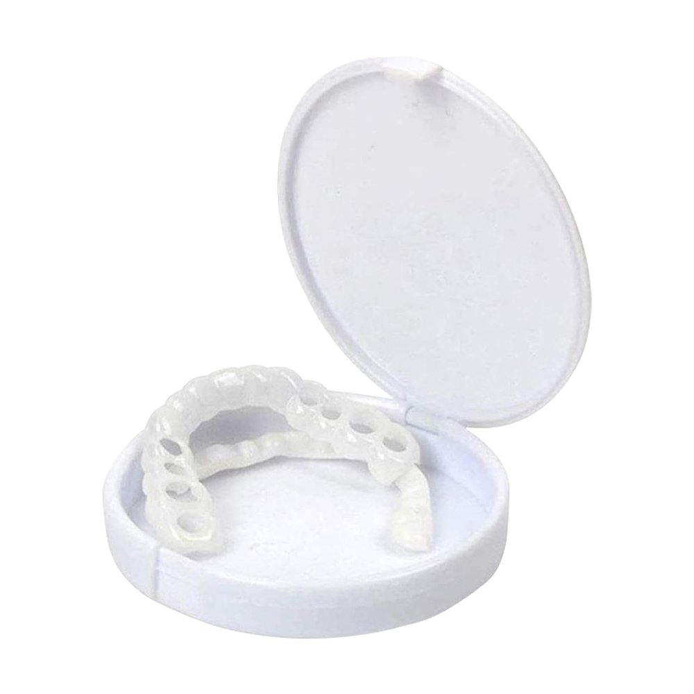 1 pair Dentures Veneers Tooth, Adjustable Snap Fake Teeth, Temporary Teeth Covering Imperfect for Anti Molar Orthodontic Cosmetic Teeth, Smile Snap Tooth, Nature and Comfortable Veneers(White)