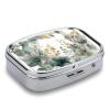 Gold and Green Leaves Pill Box for Pocket Purse, Small Pill Case with 2 Compartment, Portable Medicine Organizer for Travel, Multifunctional Vitamins Container for Daily view 3