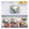 Gold and Green Leaves Pill Box for Pocket Purse, Small Pill Case with 2 Compartment, Portable Medicine Organizer for Travel, Multifunctional Vitamins Container for Daily view 4