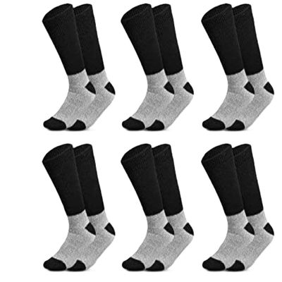 3 Pairs Unisex Thermal Diabetic Crew Socks, Loose Fit for Unrestrictive Comfort, Thick and Warm for Winter, Solid Assorted Colors - Size 9-11, Black