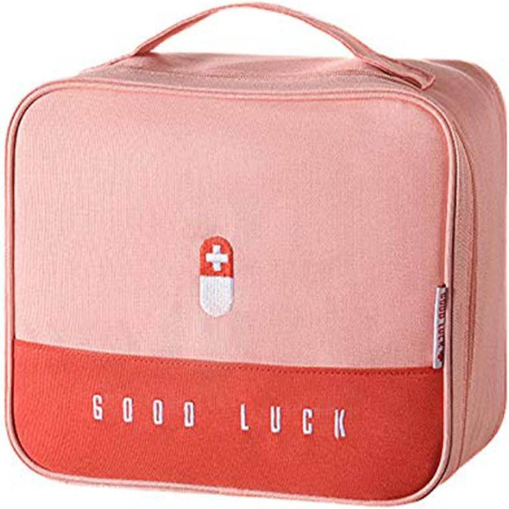 Safety First Aid Empty Haversack Bag, Compact Kit, Professional Medical Supplies Kits with Inner Dividers for Home Health Nurse(Pink)