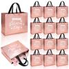 Hahafelt 12 Pcs Rose Gold Galentines Day Gift Bag Bulk with Handle Valentine Reusable Non-woven Gift Bags for Happy Galentine's Day Party Favors Handbag for Women Wife Sister Friends, 11 x 5 x 13 Inch view 1