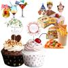Custom Cupcake Toppers with Text Picture Logo,Personalized Toothpick Flags for Wedding Birthday Party Decorations,Customized Dessert Food Picks for Cake - Round view 1