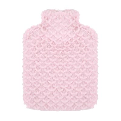 Hot Water Bottle, 500ml Small Hot Water Bottle with Cover Mermaid Style Hand Warmer with Soft Premium Faux Fur Cover 2-in-1 Bottles for Cold & Hots Compress Bag for Women Seniors (Pink)