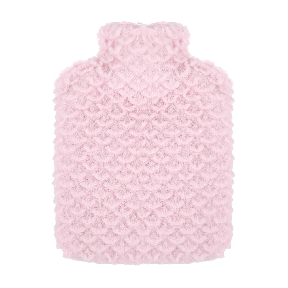 Hot Water Bottle, 500ml Small Hot Water Bottle with Cover Mermaid Style Hand Warmer with Soft Premium Faux Fur Cover 2-in-1 Bottles for Cold & Hots Compress Bag for Women Seniors (Pink)