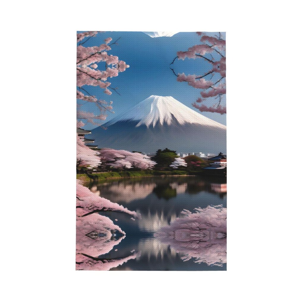 Mt. Fuji in Early Spring Waffle Kitchen Towel, Ultra Soft Absorbent Reusable Cleaning Tea Towels 16x 26,