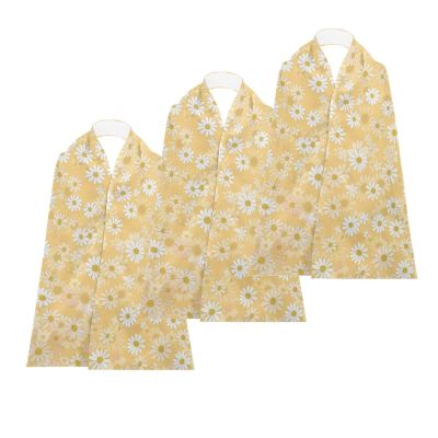 ZOUTAIRONG 3 Pcs Daisy Yellow Adult Bibs for Women Washable Adult Bibs for Elderly Reusable Dining Clothing Protectors fwith Adjustable Snaps