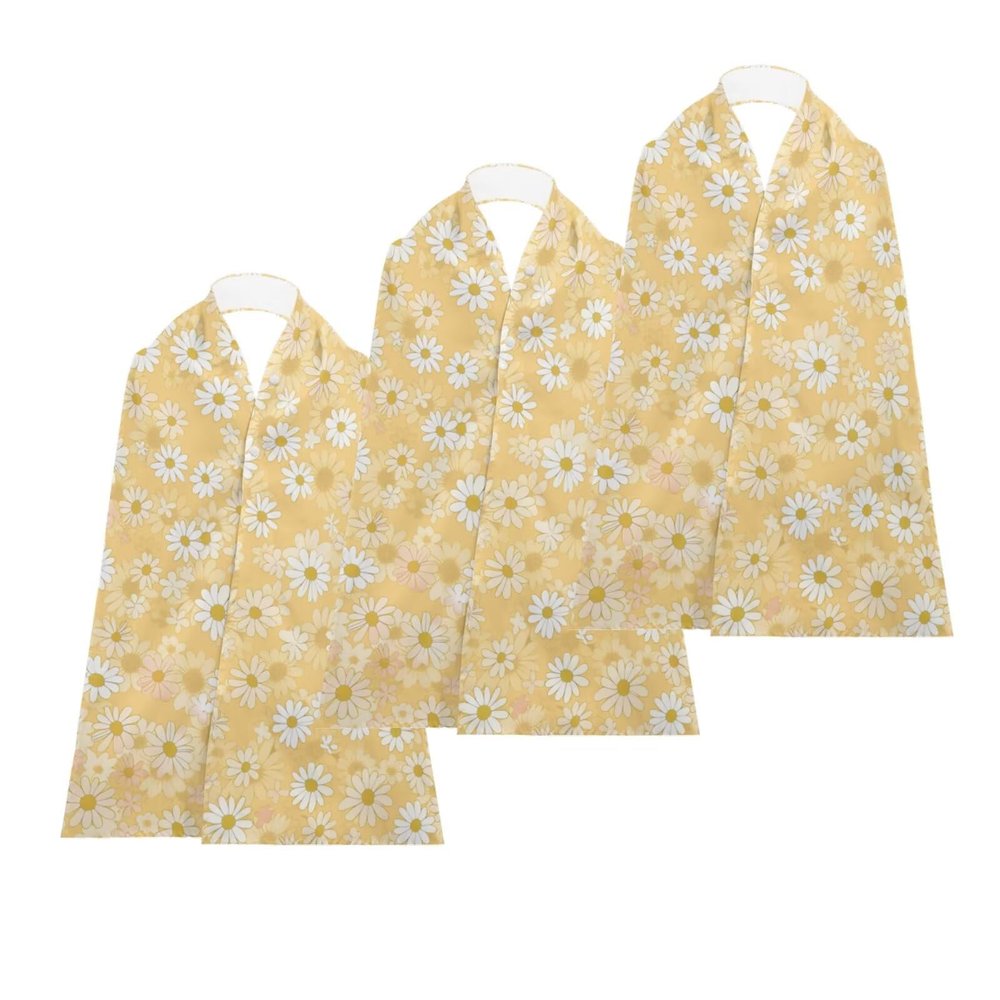 ZOUTAIRONG 3 Pcs Daisy Yellow Adult Bibs for Women Washable Adult Bibs for Elderly Reusable Dining Clothing Protectors fwith Adjustable Snaps
