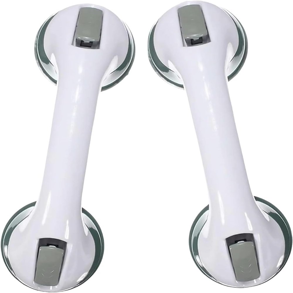 12 Inch Suction Cup Grab Bar, 2-Pack Shower Safety Hand Rail for Elderly, No Drilling Bathroom Balance Assist Handle, Strong Suction Tub & Shower Wall Grip