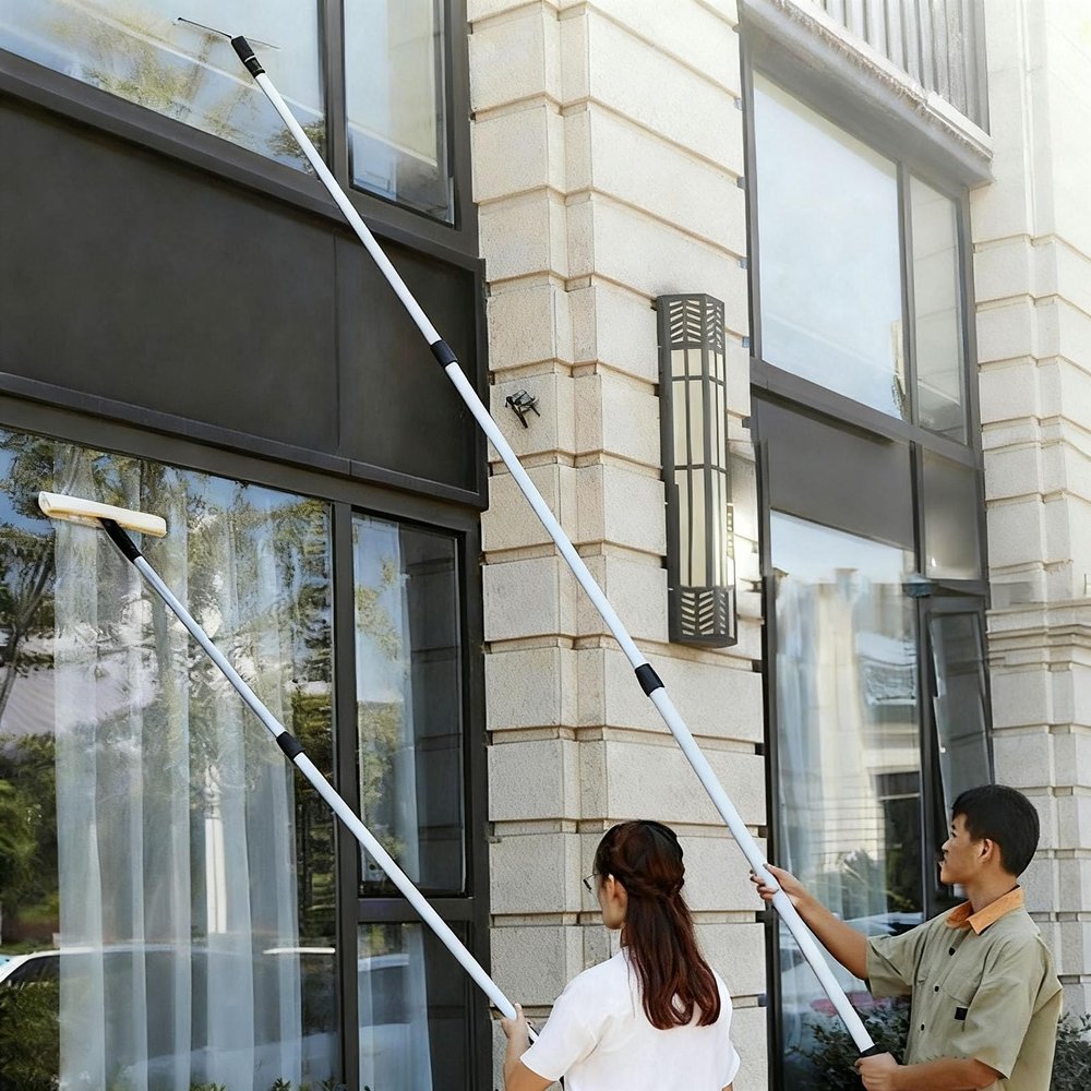 Extendable Window Cleaning Pole Cleaner Kit, Long Handle Window Squeegee Cleaning Tool, Window Washer Set with Detachable Extension Pole(8m(26.2ft))
