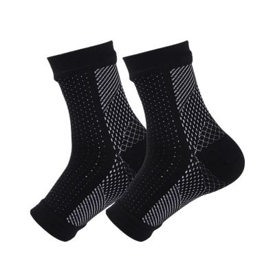 1Pair Socks Neuropathy Compression Sleeve Ankle Swelling Plantar Fasciitis Soothesocks Brace Women Men(1Pair Blackwhite,L/XL)