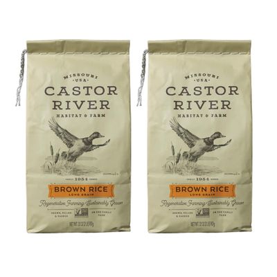 Castor River Farms Long Grain Rice - Regenerative Packed with Natural Flavor & Quality - NON-GMO Grown Safe & Nutritious for All - Healthy Rice for Everyday Cooking (2 Pack, Brown Rice)