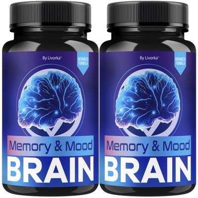 (2 Pack) Memory Mood and Brain Capsules - Official Daily Support Brain Health Supplement Pills Advanced Formula, Memory & Mood Brain & Memory Focus Reviews, 120 Capsules for 2 Months