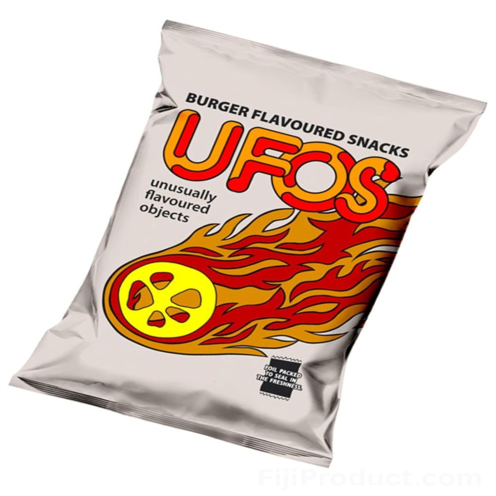 FIJI UFO'S Puffs Snack - Burger Flavored Snacks (5 Pack Deal x 100g) Crunchy Snacks, Imported from FIJI Unusually Flavored Objects