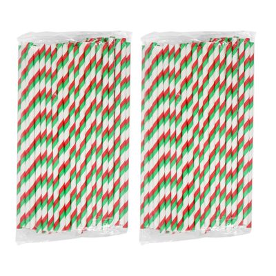 200PCS Striped Paper Straws,WINCUR Colorful Drinking Straws,Perfect for Juice,Birthday,Wedding,Christmas Party Decorations(Red & Green Stripe)