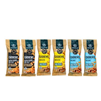 IChoose Go Nuts Premium Cashews, High Protein Plant-Based Snack, 2 oz per Pack (6 Packs, Trio Mix)