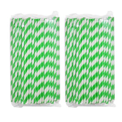 200PCS Striped Paper Straws,WINCUR Colorful Drinking Straws,Perfect for Juice,Birthday,Wedding,Christmas Party Decorations(Green & White Stripe)