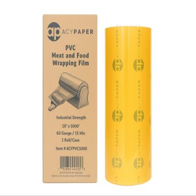 PVC Meat & Food Wrap Film, 18" x 5000 Ft, 60 Gauge, for Wrapping Machines ACYPAPER