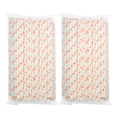 200PCS Striped Paper Straws,WINCUR Colorful Drinking Straws,Perfect for Juice,Birthday,Wedding,Christmas Party Decorations(Pink Heart)