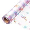 JOYIT 100' Long X 35 Wide Happy Birthday Cellophane Wrap Roll - 3 Mil Thick Clear Cellophane Roll, Birthday Cellophane Bags Large, Wrapping Paper for Flower Gift Baskets Wrap (35" fold into 17.5") view 1