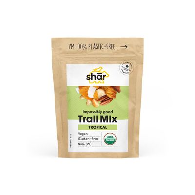 Shr Snacks Tropical: Healthy, Organic, Trail Mix with Nuts & Dried Fruit - Gluten-Free, Heart Healthy Snacks, Plastic-Free Packaging