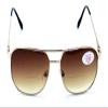 V.W.E. Bifocal Outdoor Sunglasses Metal Reading Glasses - Big Lens Spring Hinge Square Reader (Gold - Brown Lens, 4.50, x) view 2
