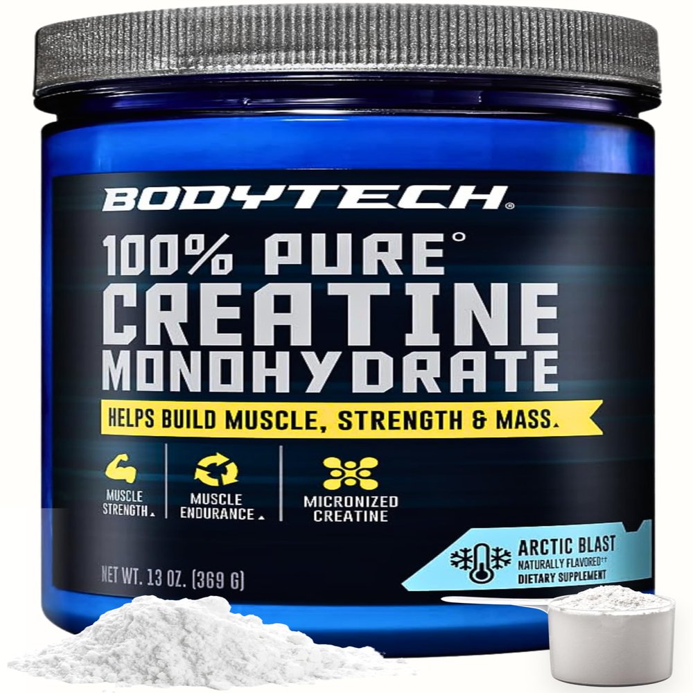 BodyTech 100% Pure Creatine Monohydrate Powder - Micronized for Maximum Absorption - Supports Muscle Strength & Power Output - Arctic Blast (13 oz, 55 Servings)