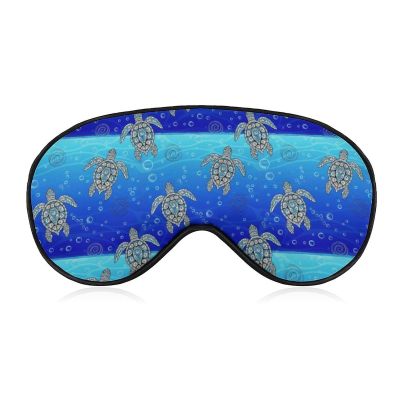 Lightweight and Soft Sleep Eye Mask Abstract Blue Sea Turtle for Unisex Travel, Flight Nap, Camping, Office Rest, Casual Daily Use, Easy to Clean