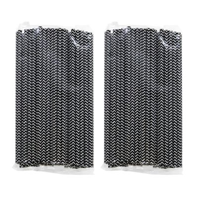 200PCS Striped Paper Straws,WINCUR Colorful Drinking Straws,Perfect for Juice,Birthday,Wedding,Christmas Party Decorations(Black Wave Stripe)